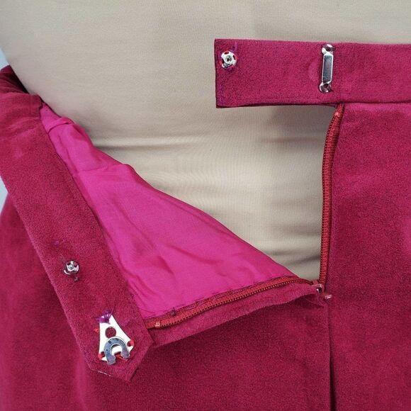 Vintage Baron Kay's Tailor Skirt & Jacket Set Large? 34W Fuchsia Suede Hong Kong - Picture 8 of 12